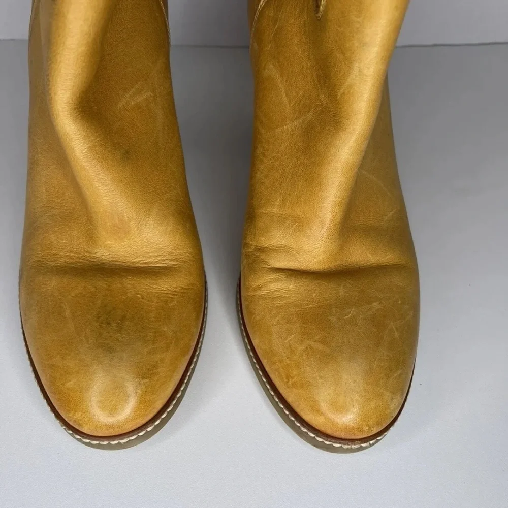 Shabbies Amsterdam Womens 39 US 8.5 Ankle Boots Cognac Tan Booties Leather 3" H - Picture 7 of 12